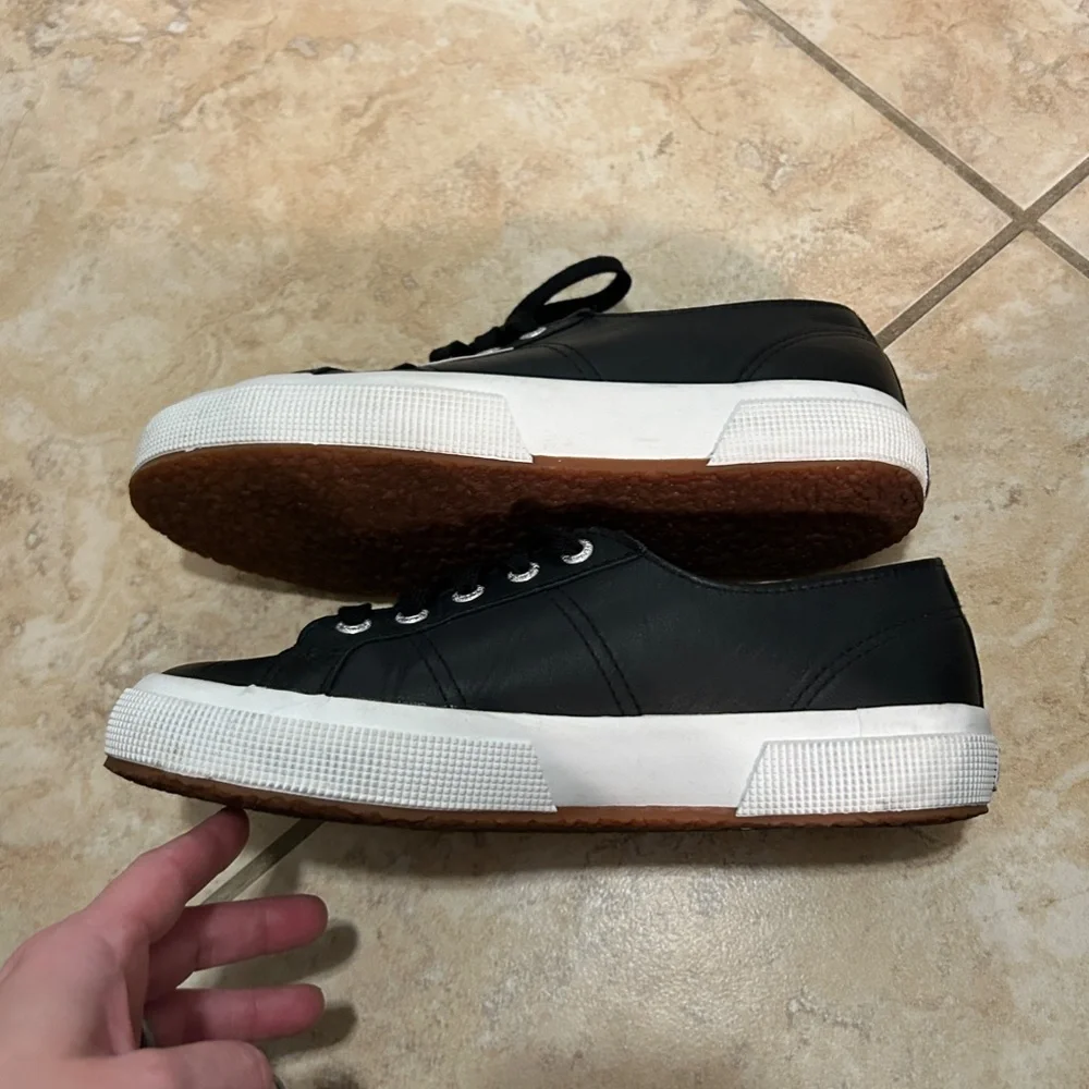 Superga 2750 COTU Classic Sneaker Black Leather Size 37/6.5
